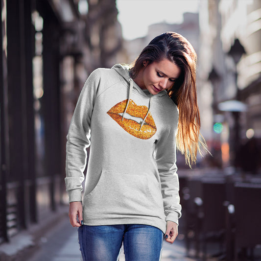 Women's Gold Lips Fleece Hoodie