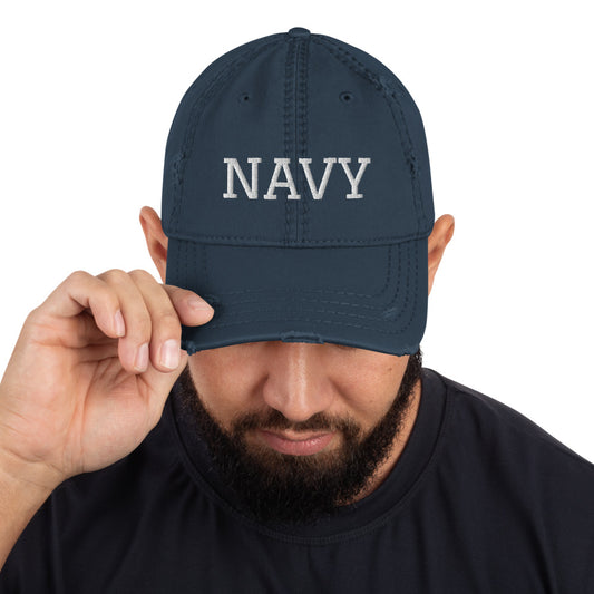 Distressed NAVY Cap.