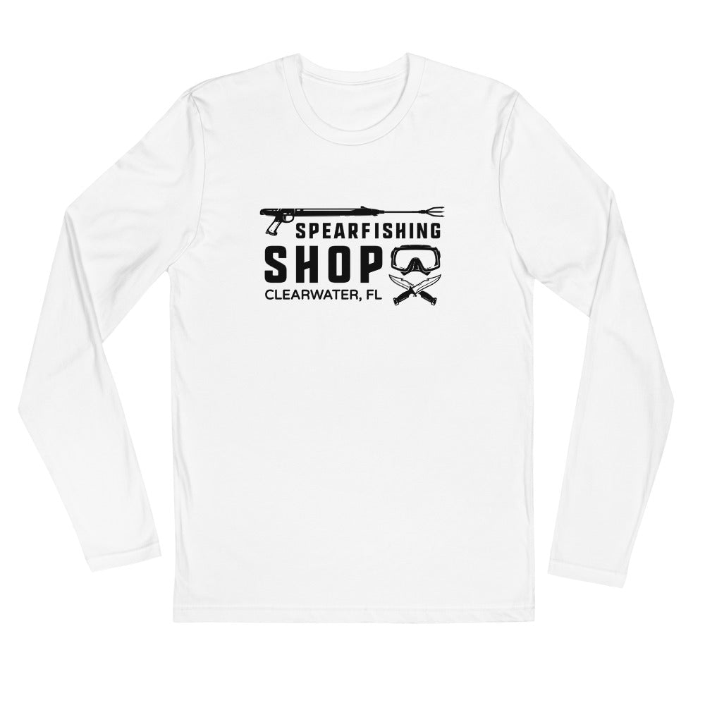 Spearfishing Shop Graphic Long Sleeve Fitted T-Shirt