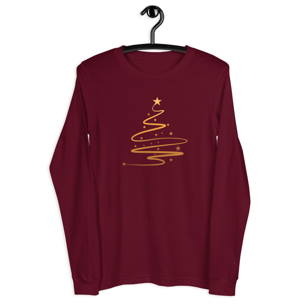 Women's Long Sleeve Gold Christmas Tree Tee