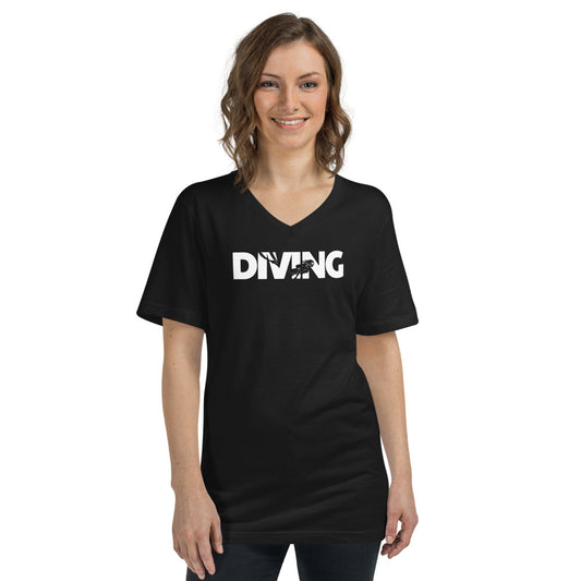 Women's Diving Graphic Short Sleeve V-Neck T-Shirt