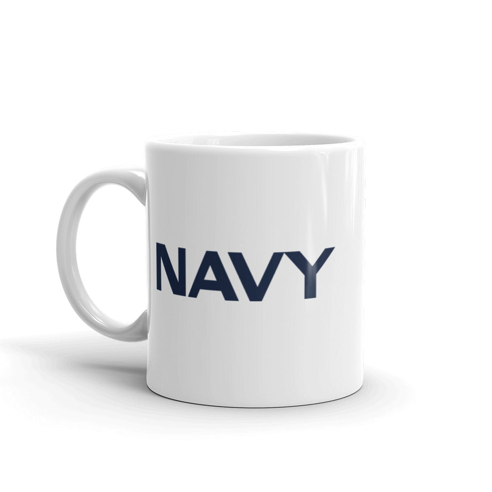 Navy Graphic White Glossy Mug