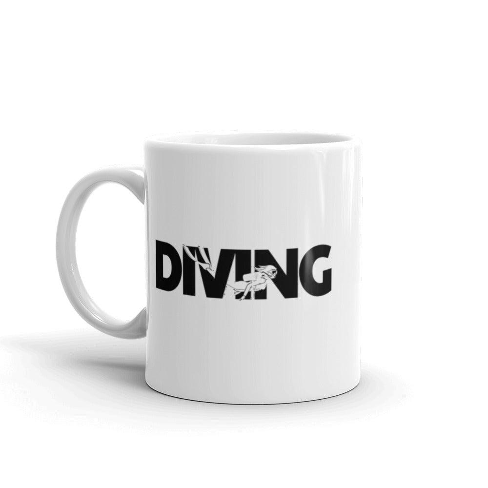 Women's Diver Graphic White Glossy Mug