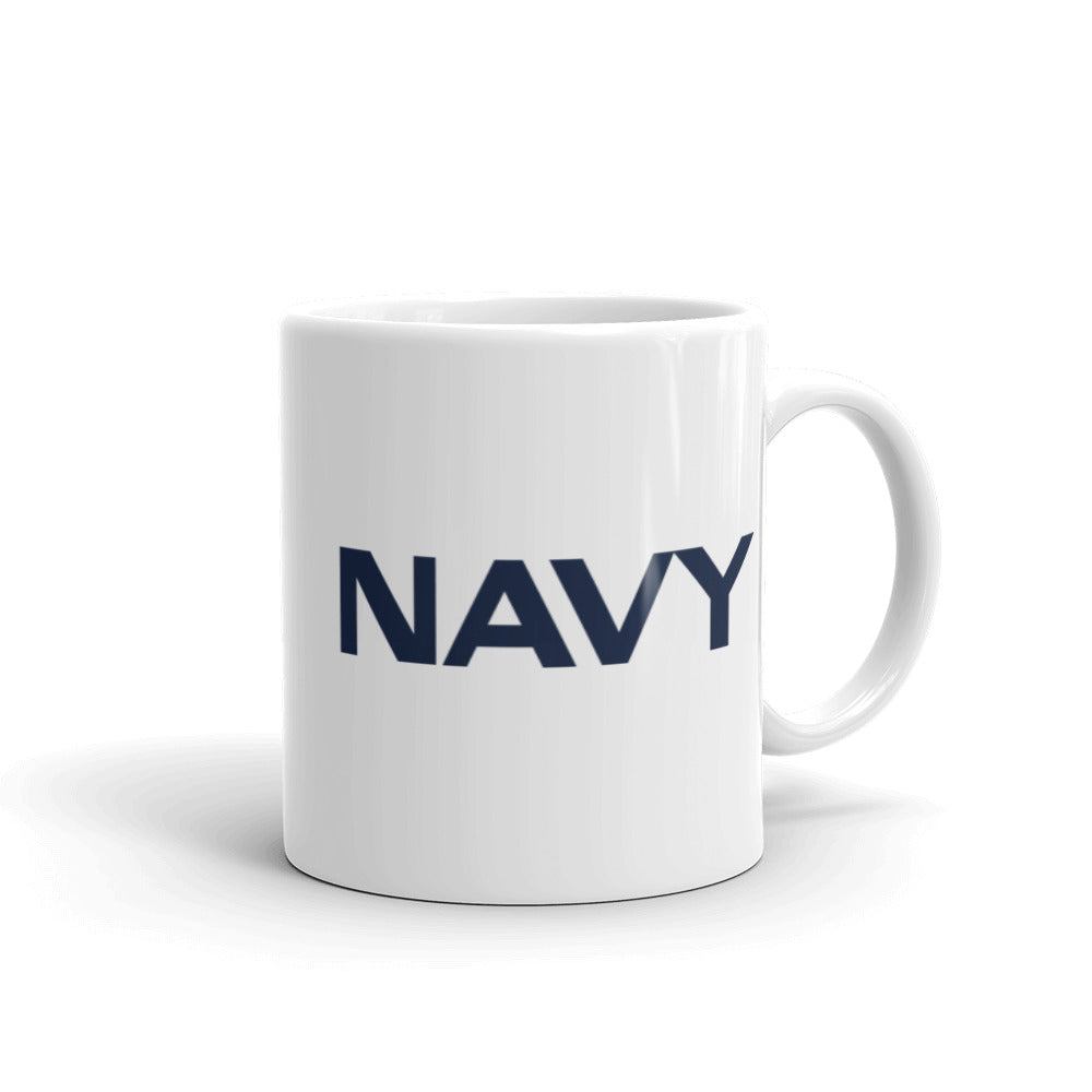 Navy Graphic White Glossy Mug