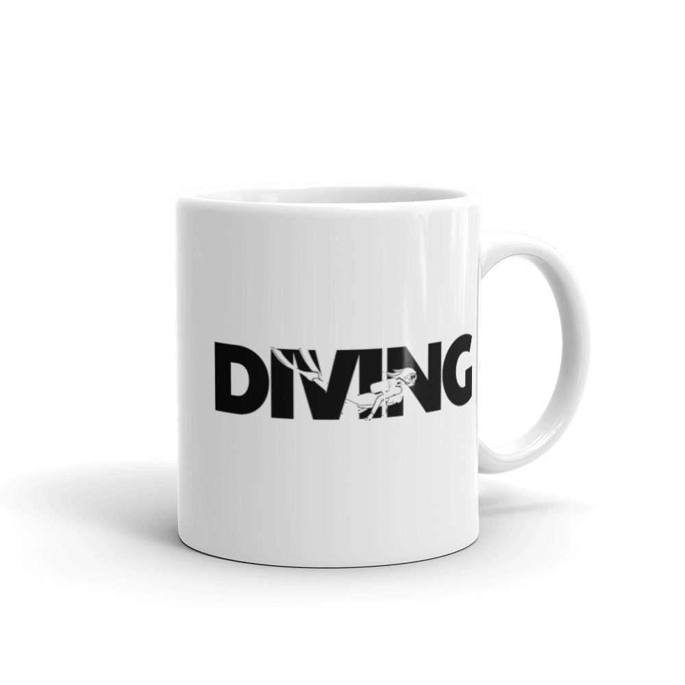 Women's Diver Graphic White Glossy Mug